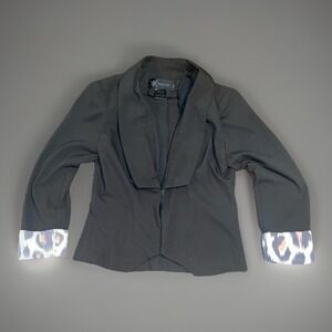 Kardashian Kollection Signature Tuxedo Style Womens Blazer Lepord Cuffs - Small